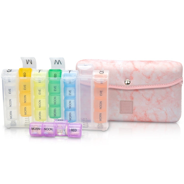 Pill Organizer with Stylish Carrying Case (6 options)