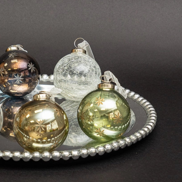 Smoke Crackled Glass Ornament