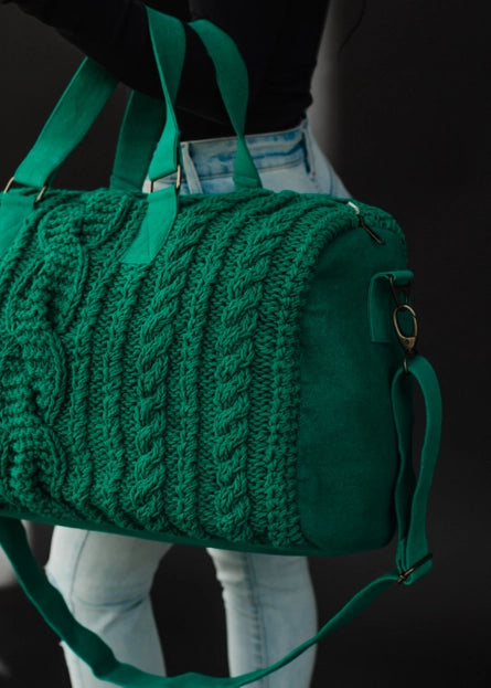 Cable Knit Kelly Green Duffel Bag