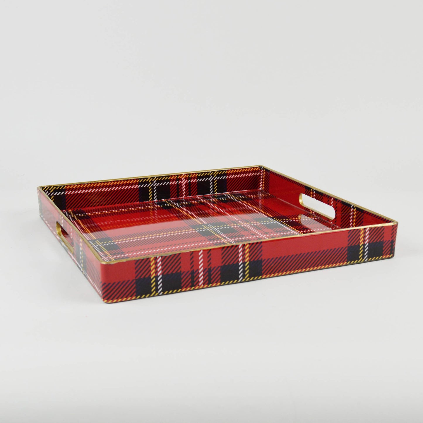 Red Plaid Lacquer Tray