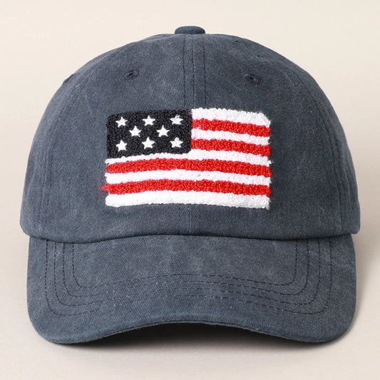 Chenille American Flag Baseball Cap