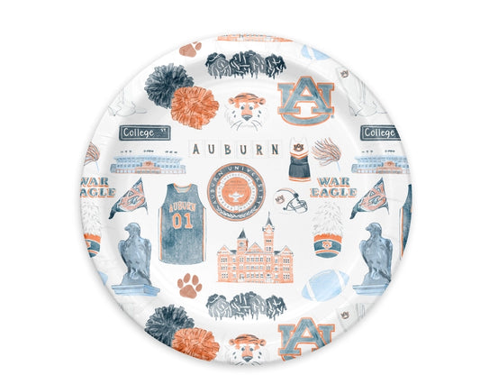 Auburn University Watercolor Paper Plates