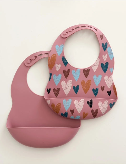 BPA-Free Silicone Baby Bibs 2-Pack (dusty rose)