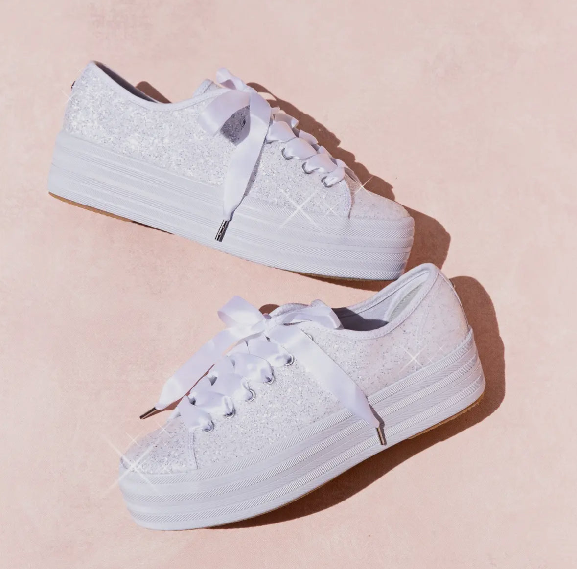 White Shimmery Bridal Sneakers