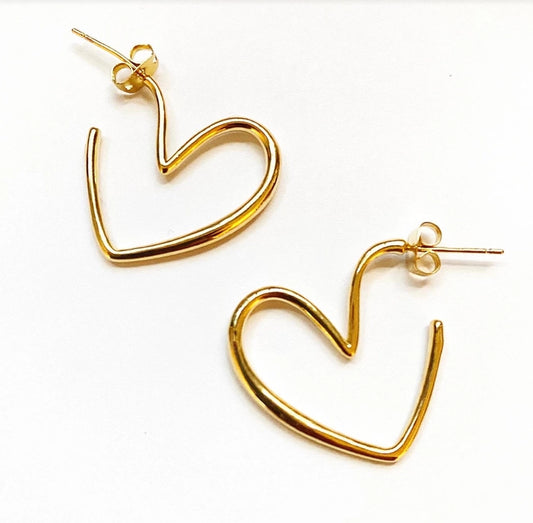 Gold-Plated Heart Hoop Earrings (ready to ship!)