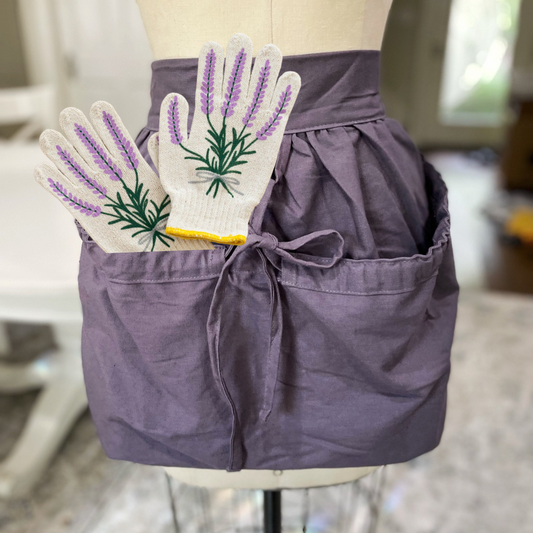 Gathering Apron with Matching Gardening Gloves