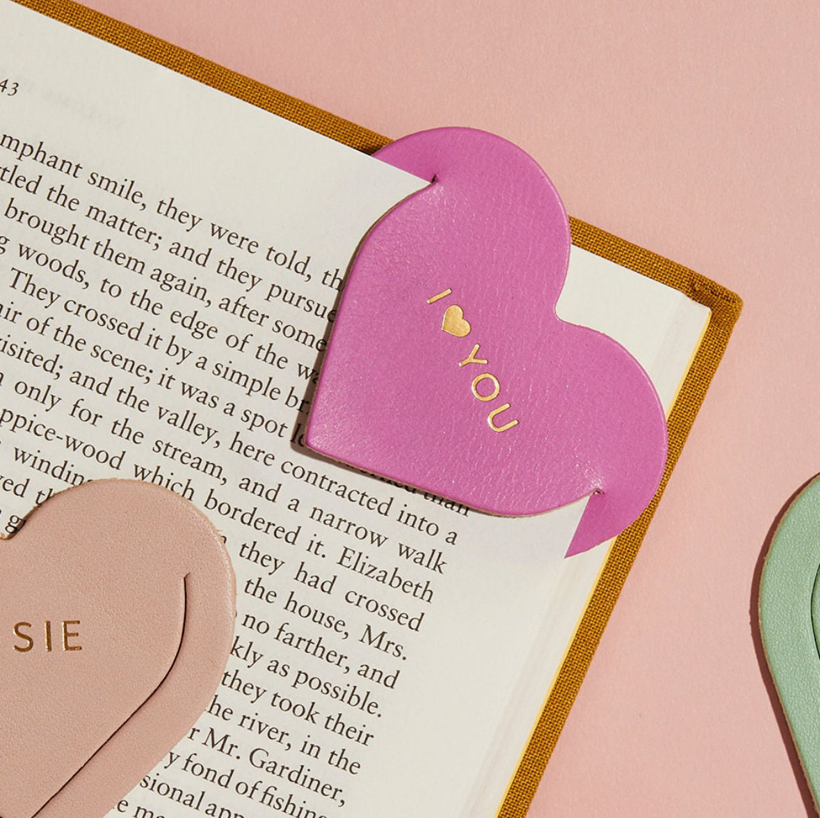 Personalized Leather Heart Bookmark