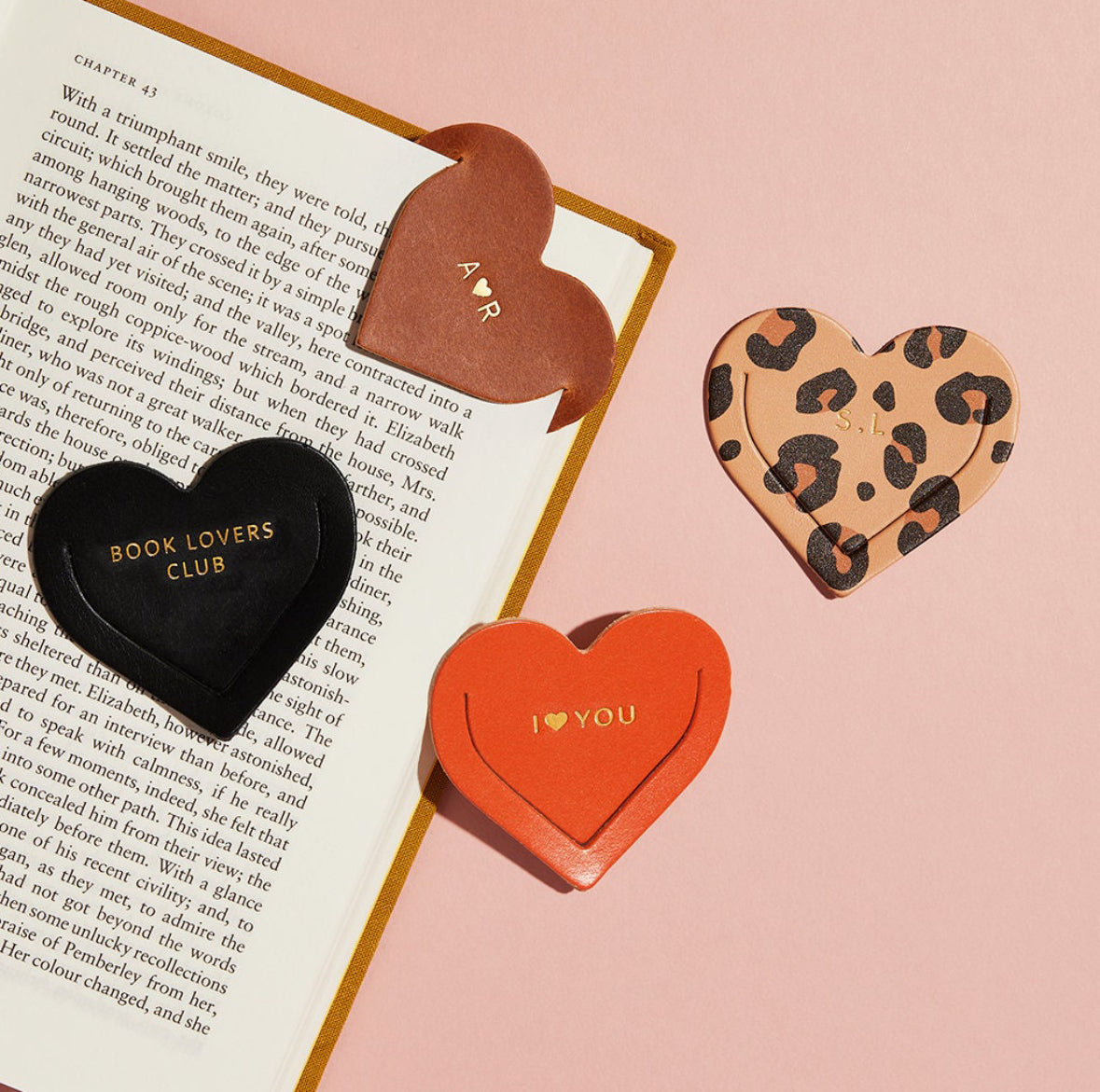 Personalized Leather Heart Bookmark