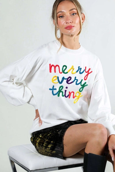 Merry Everything Embroidered Pullover