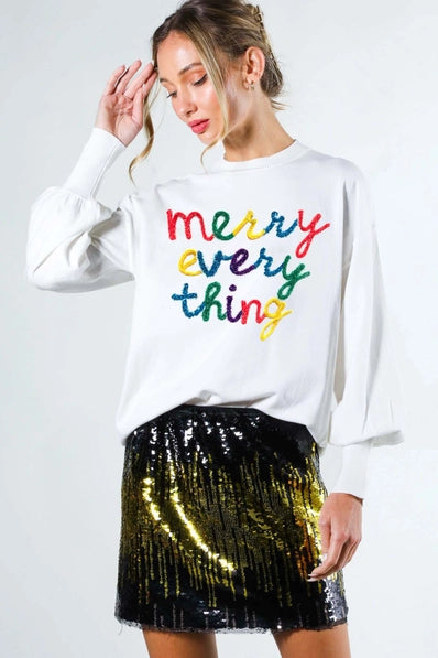 Merry Everything Embroidered Pullover