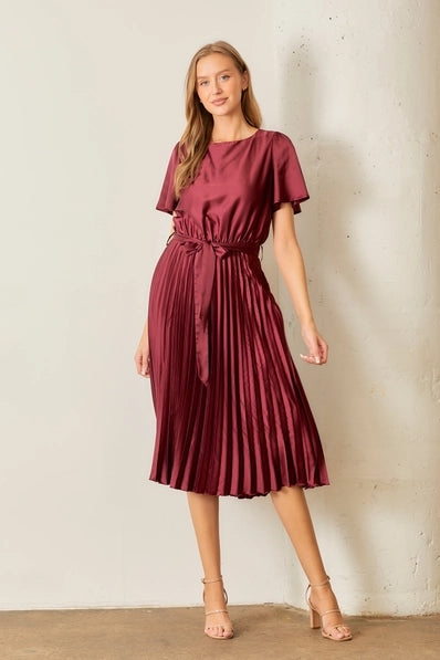 Satin Pleated Dress