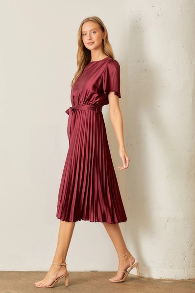 Satin Pleated Dress