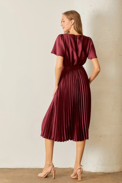 Satin Pleated Dress