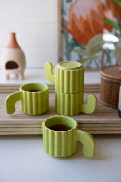 Ceramic Cacti Mugs (Set of 4)