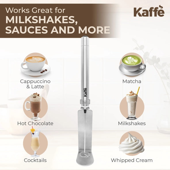 Kaffe Handheld Stainless Steel Milk Frother with Stand