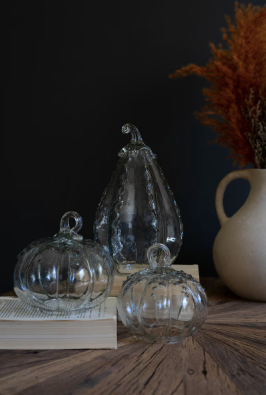 Clear Glass Pumpkins (set of 3)