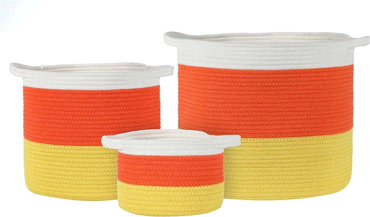 Candy Corn Rope Baskets