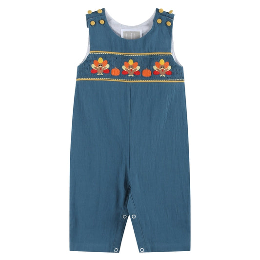 Cobalt Blue Turkey Smocked Overalls