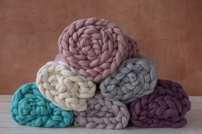 Chunky Knit Merino Wool Blanket (50 colors, 5 sizes!)