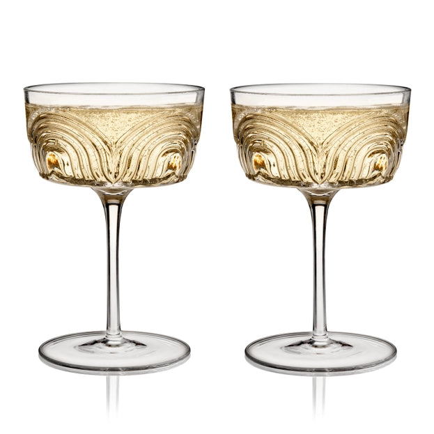 Art Deco Crystal Cocktail Coupes (Set of 2)