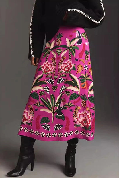 Vintage Fuschia Floral Skirt