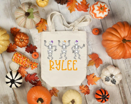 Skeletons Personalized Trick or Treat Bag