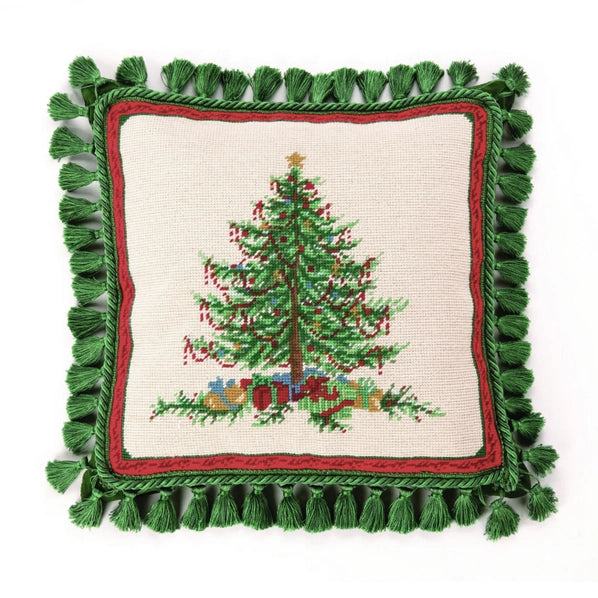 Classic Christmas Needlepoint Pillow