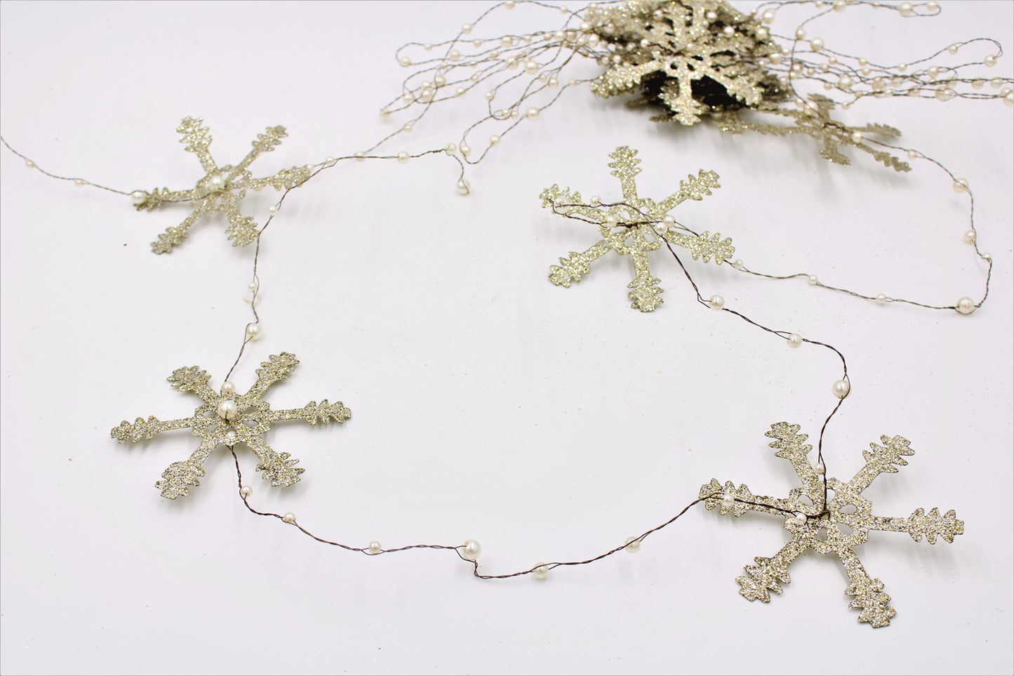 24-ft. Glittered Snowflake and Pearl Garland