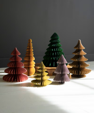 Jewel Tone Paper Accordion Christmas Trees (Set of 6)