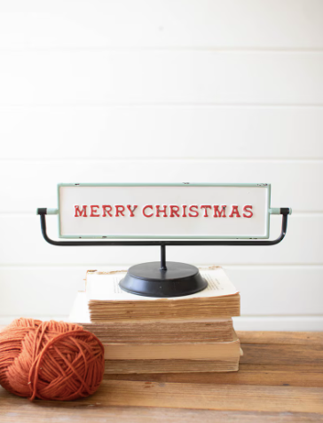 Merry Christmas & Happy New Year Enamel Flip Sign