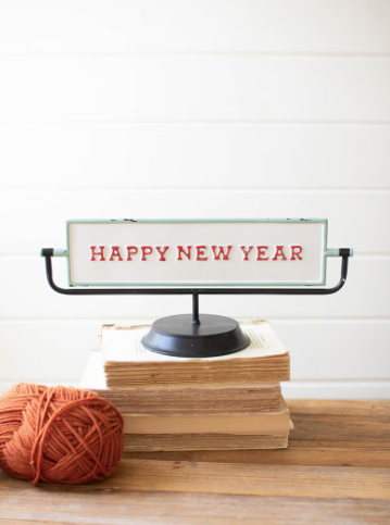 Merry Christmas & Happy New Year Enamel Flip Sign