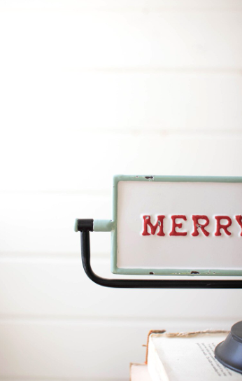 Merry Christmas & Happy New Year Enamel Flip Sign