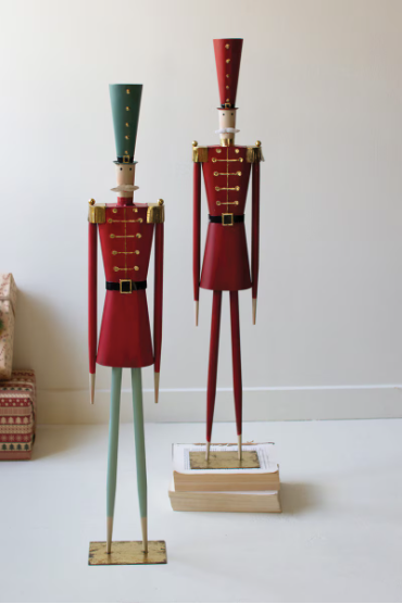 Painted Metal Christmas Soldiers (2/set)