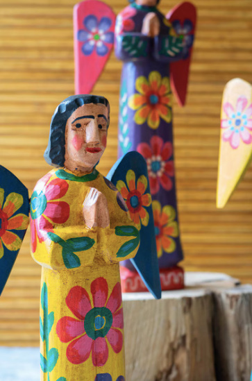 Painted Wooden Angels (Set of 3)