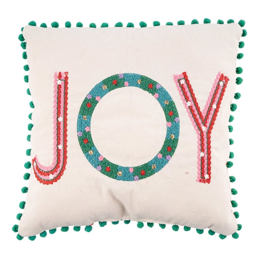 Embroidered Bright JOY Throw Pillow