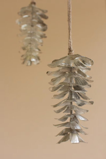 Antique Metal Pine Cone Ornaments (Set of 4)