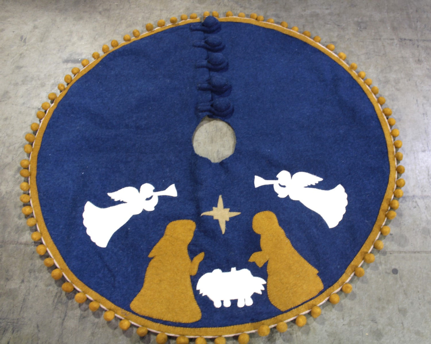 Handmade Wool Tree Skirt | Holy Family