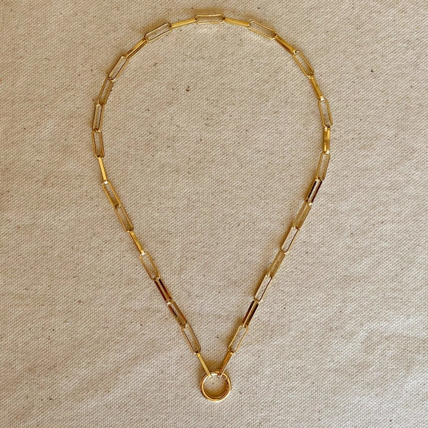 18k Gold-Filled Paperclip Chain Necklace with Carabine