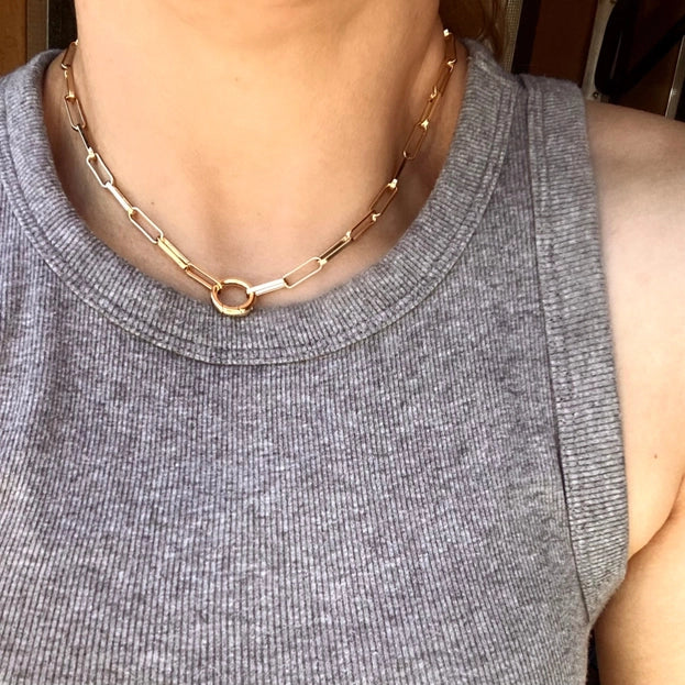 18k Gold-Filled Paperclip Chain Necklace with Carabine