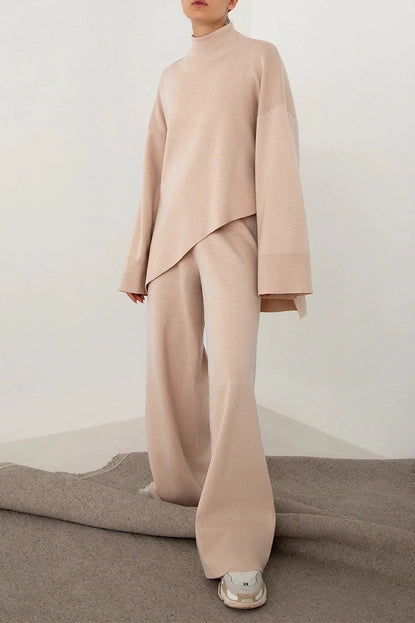 Asymmetrical Turtleneck + Pants Set (4 colors!)