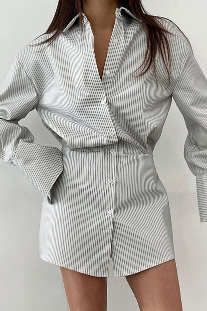 Pinstripe Cotton Shirt Dress