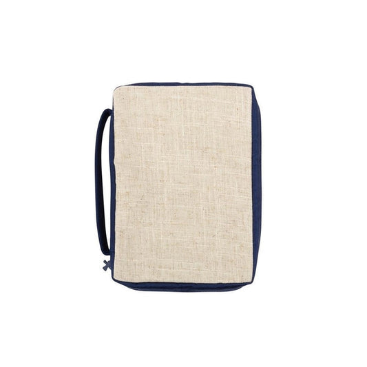 Linen Bible Carrier (dark blue accents)