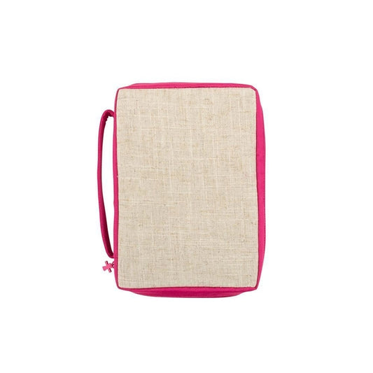 Linen Bible Carrier (pink accents)