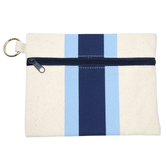 Stripe Canvas Zipper Pouch (navy/light blue)