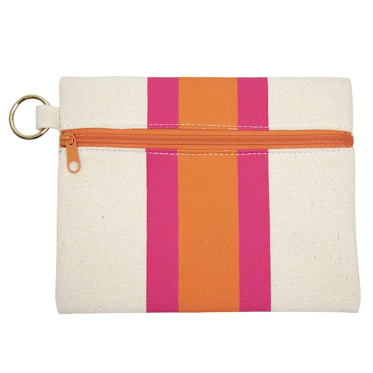 Stripe Canvas Zipper Pouch (orange/pink)