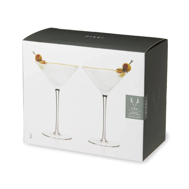 Art Deco Gold-Rimmed Crystal Martini Glasses (Set of 2)