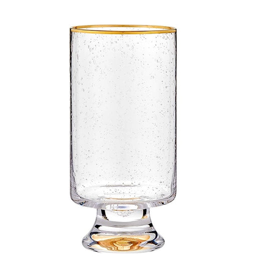 Gold-Rimmed Seeded Glass Hi Ball Glasses (Set of 2)