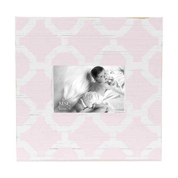 11x11" Trellis Wooden Picture Frame (petal pink/white)