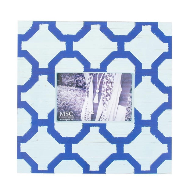 11x11" Trellis Wooden Picture Frame (navy/light blue)