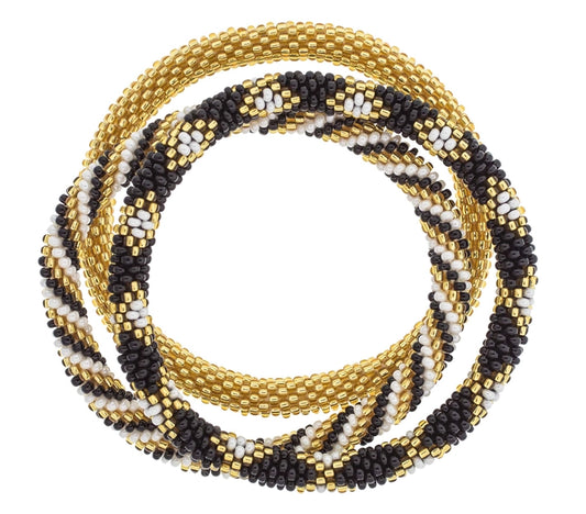 Roll-On® Gameday Bracelet Stack (Black/Gold)